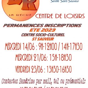 Inscriptions au Centre de Loisirs "La Récré" - Été 2023
