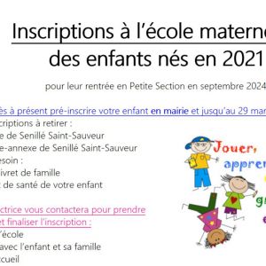 Inscriptions en maternelle " Petite Section " avant le 29 mars 2024